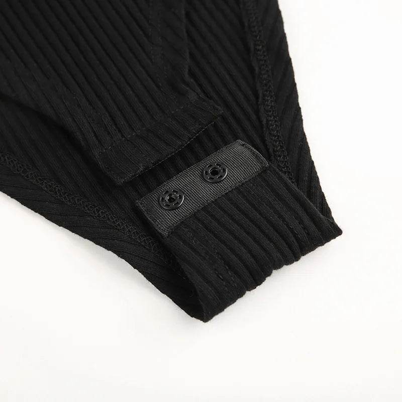 BIG PROMOTION Y2K European and American Spring and Autumn Long Sleeved Women'S V-Neck Breast Knitted Shaping Sexy Bodysuit