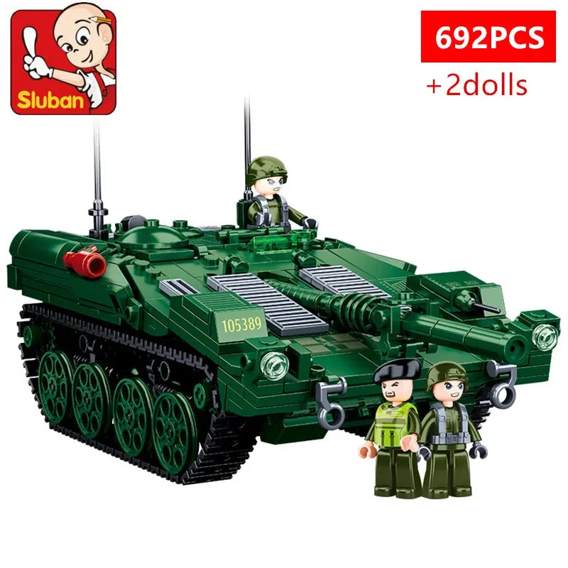 Military Series Building Blocks WW2 Heavy Main Battle Tank Leopard Tank Panther Set with Mini Figure Model Bricks Toys for Kids