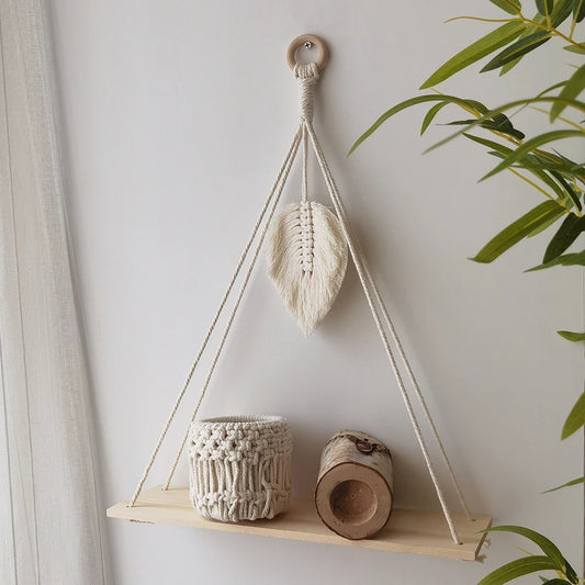 Hanging Shelves for Wall Room Home Decor Macrame Shelf Wall Hanging Floating Shelf for Bedroom Living Room, Bathroom Gift