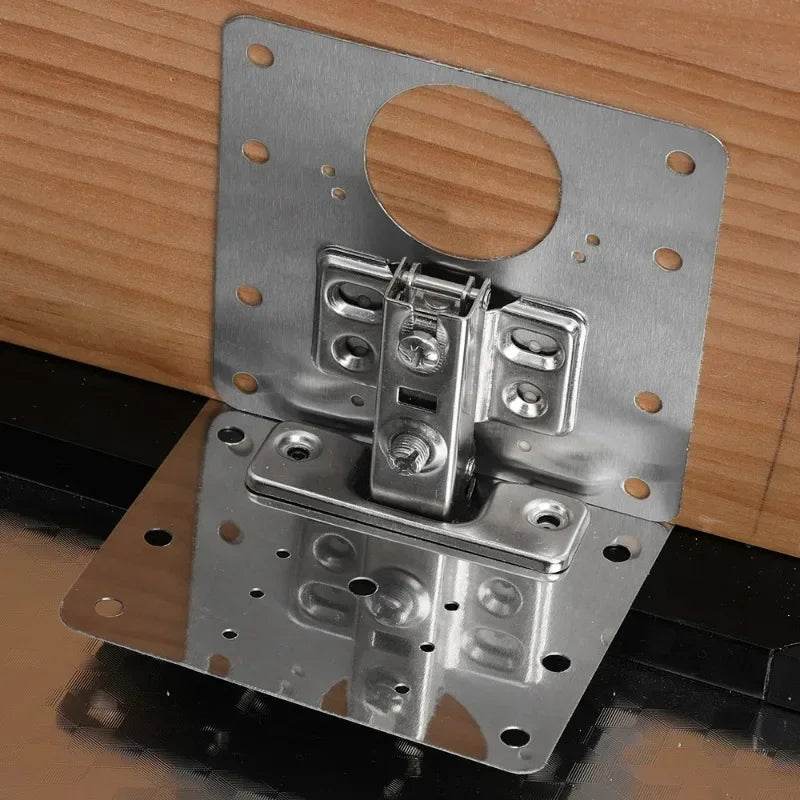 2/10Sets Hinge Repair Plate Kitchen Cabinet Door Hinges Mounting Plate with Screw Flat Fixing Brackets Furniture Hardware Tools