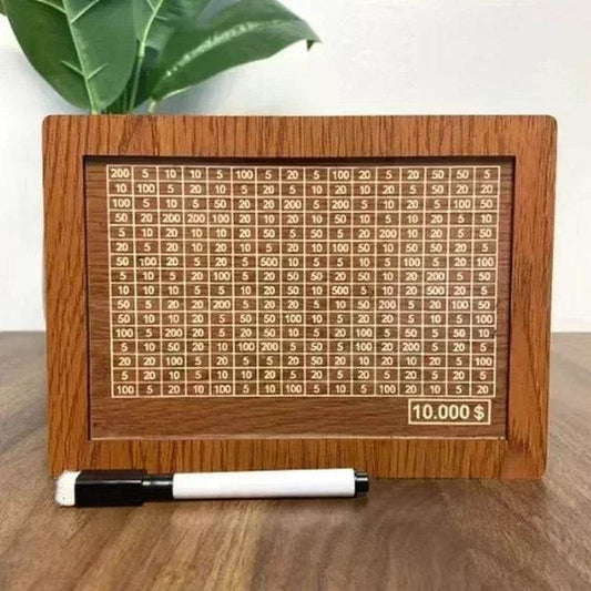 500/1000/2000/3000/5000/10000 Euro Money Box Piggy Bank Wood Money Bank Reusable Money Box with Saving Goal and Numbers Boxes