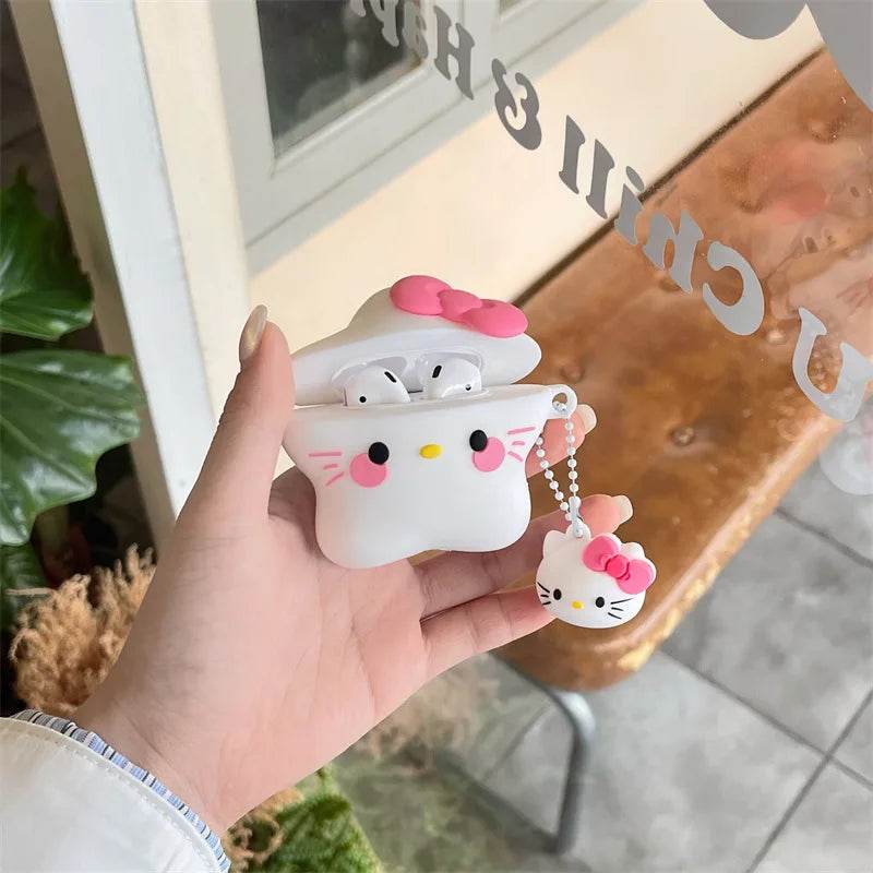 3D Hello Kitty Star Style Protective Earphone Silicone Cover for Airpods Pro 2 Case/Airpods 3 Case/Airpods 1/2 with Keychain