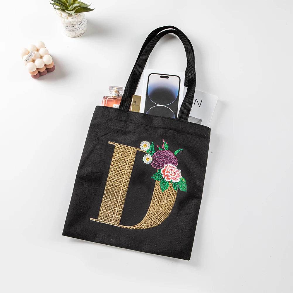 A-Z DIY Diamond Painting Handbag Mosaic Drill Eco-Friendly Shopping Storage Bags Cross Stitch Grocery Tote Home Craft Organizer