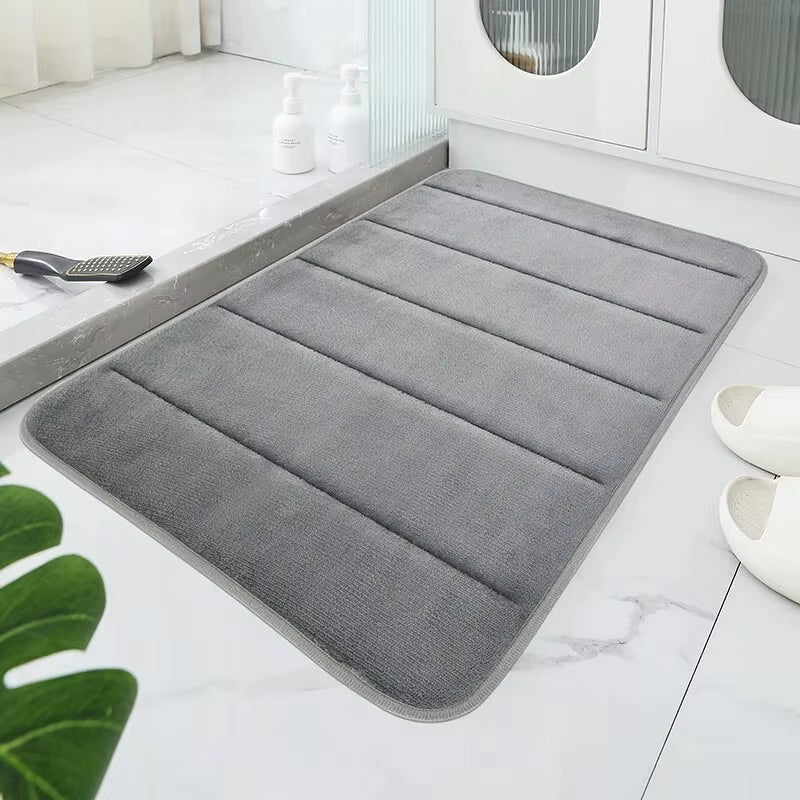 PlushDry Coral Fleece Bath Mat - Ultra-Absorbent Machine Washable Rug for Bathroom & Toilet