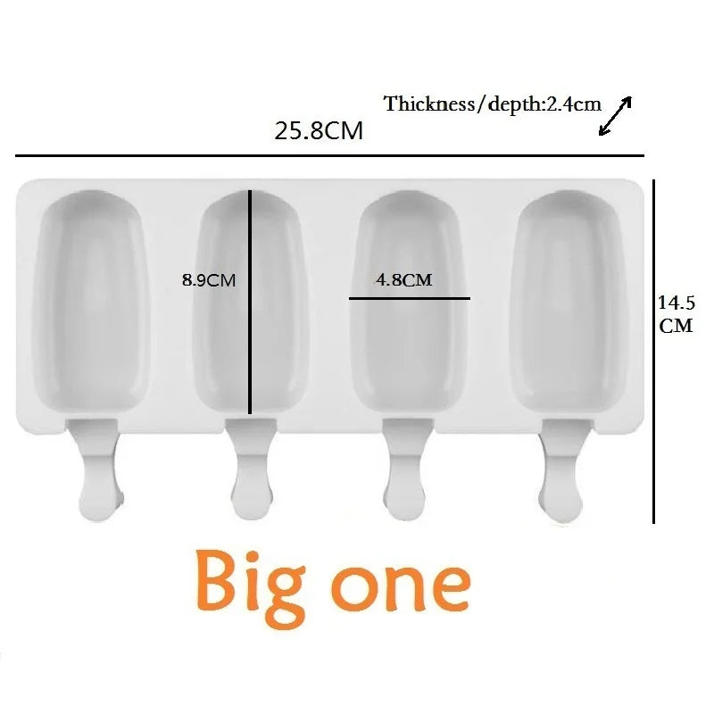 SAKOLLA Popsicle Silicone Mold, 4 Cavity Popsicle Molds, Home DIY Ice Cream. Children'S Handmade Cake, Ice Cream Mold, Oval Cake