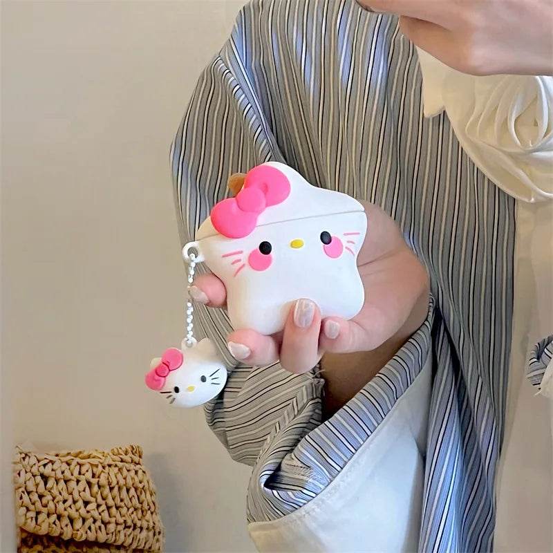 3D Hello Kitty Star Style Protective Earphone Silicone Cover for Airpods Pro 2 Case/Airpods 3 Case/Airpods 1/2 with Keychain