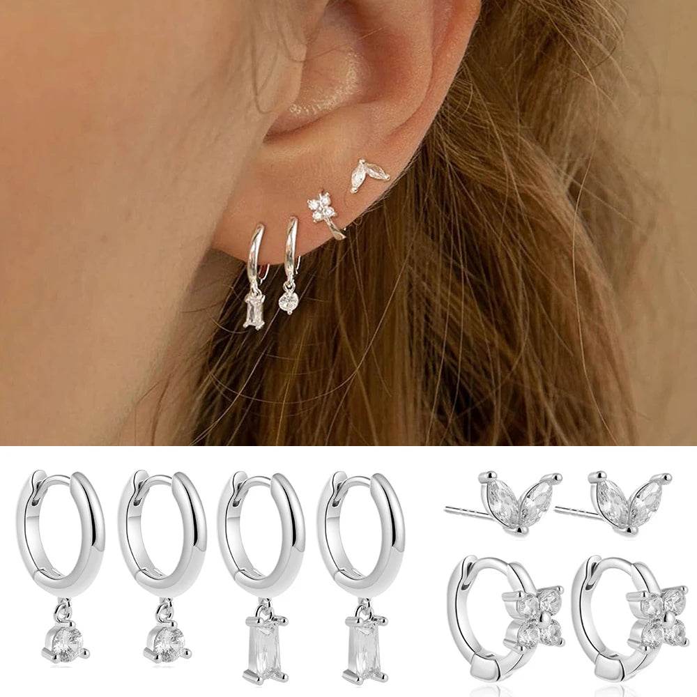 Dainty Zircon Small Stackable 14K Gold Plated Earrings Set for Women Multiple Piercing Cartilage Huggie Hoop Earring Jewelry