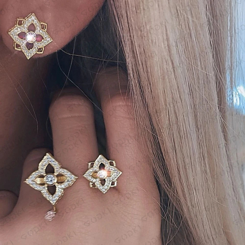 GODK TRENDY Long Tassel Statement Necklace for Women Wedding Party Cubic Zircon CRYSTAL CZ Dubai Bridal Jewelry Gift