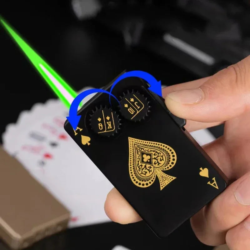 Creative Playing Cards Ace of Spades Lighter Butane Windproof Straight Metal Lighter Metal Fun Toy for Men Smoking Accessories