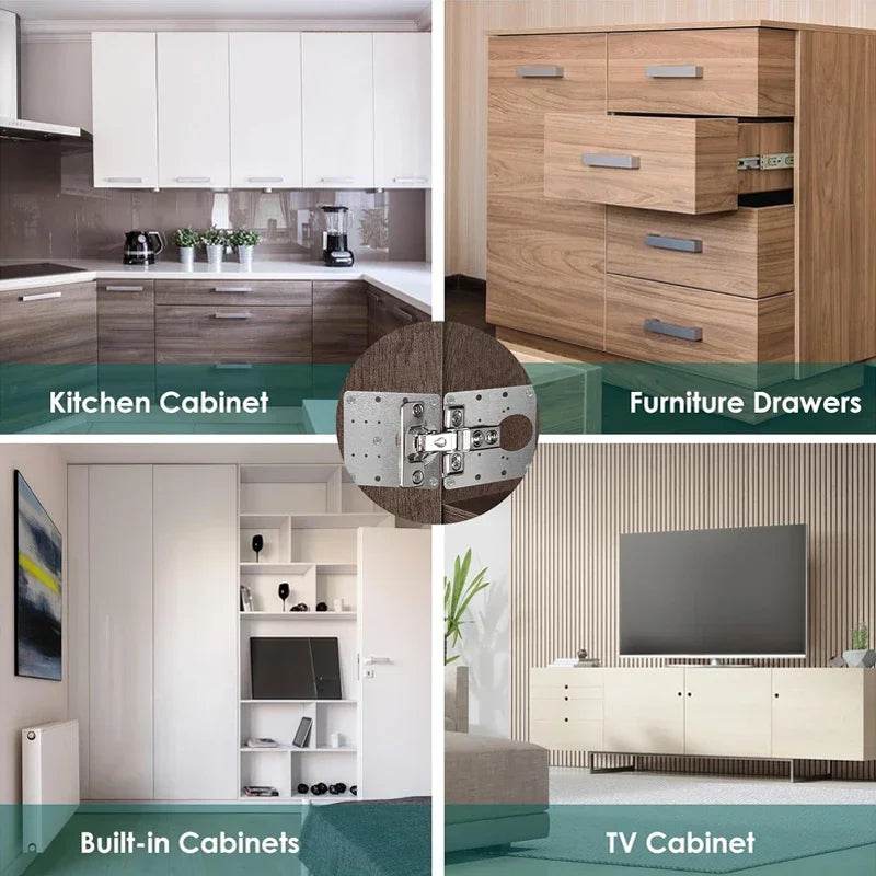 2/10Sets Hinge Repair Plate Kitchen Cabinet Door Hinges Mounting Plate with Screw Flat Fixing Brackets Furniture Hardware Tools