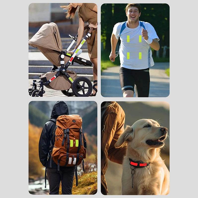 10PCS Baby Stroller Anti-Collision Reflective Patch Bicycle Night Light Patch Safety Warning Patch Multiple Uses