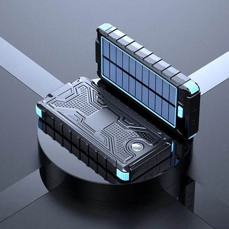 20000Mah Solar Power Bank for Iphone 11 Samsung Xiaomi Powerbank Waterproof Solar External Battery Poverbank with LED Light