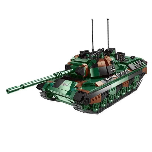 Educational Germany WW2 Leopard 1 Main Station Tank Model Military Armored Car Series DIY Toys Building Blocks Gift for Boys