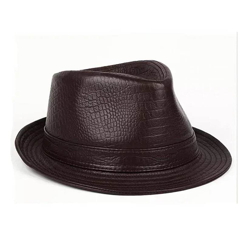 2025 Man High Quality Genuine Leather Print Crocodile Pattern Jazz Gentleman Cowskin Short Brim Black/Brown Fitted Top Hat