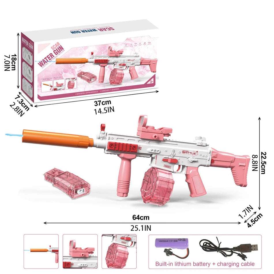 SCAR Electric Automatic Submachine M416 Water Gun Summer Outdoor Beach Firing Shooting Game Water Fight Toy for Children Gifts