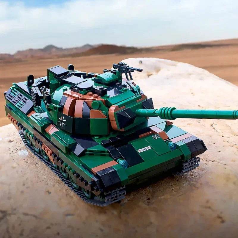 Educational Germany WW2 Leopard 1 Main Station Tank Model Military Armored Car Series DIY Toys Building Blocks Gift for Boys