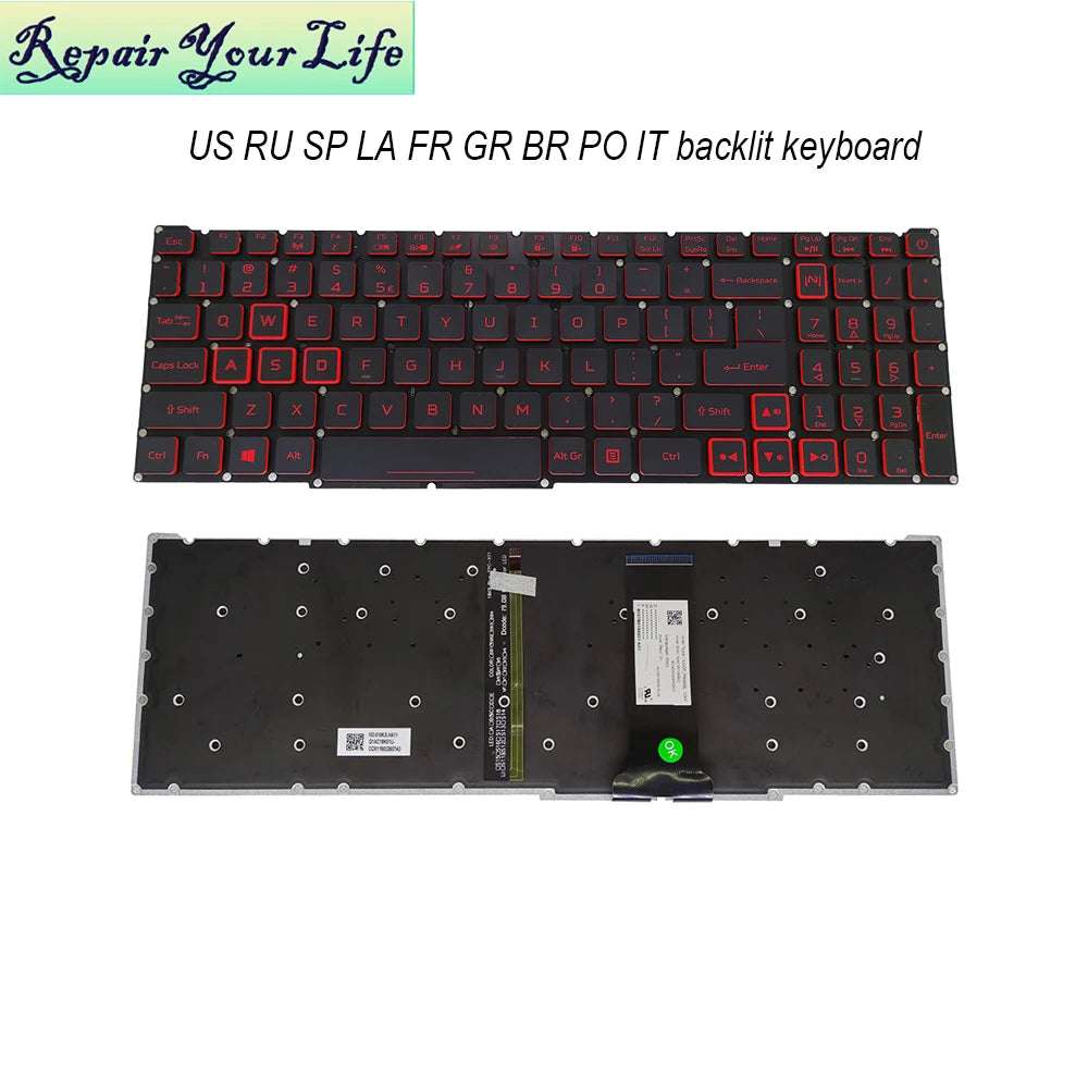 PT-BR Brazil US RU Backlit Keyboard for  Nitro 5 AN515-54 AN515-43 AN517-52 AN517-51 AN517-54 AN715-51 Spain LA IT TR GR FR