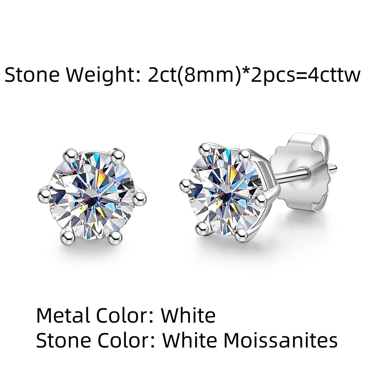 Anujewel 4/2/1Ct Total Moissanite Stud Earrings 925 Sterling Silver Certificate Moissanite Earrings Jewelry Making Supplies