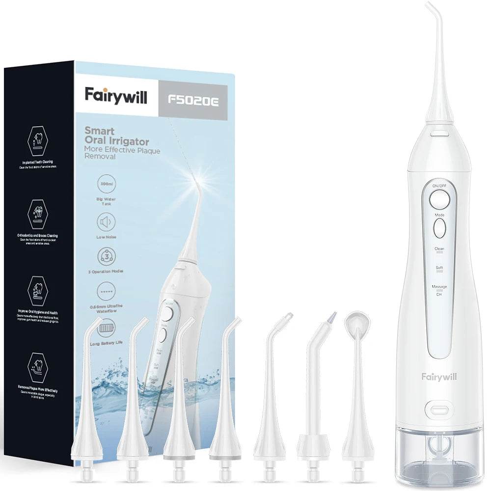 Aquafloss Pro 300ML Water Flosser - Rechargeable Oral Irrigator with 3 Cleaning Modes