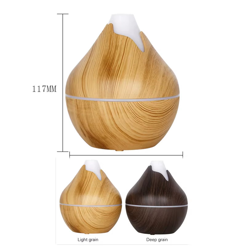 350ML USB Aroma Oil Diffuser Wood Electric Humidifier Ultrasonic Air Humidifier Mini Aromatherapy LED Light Mist Maker for Home