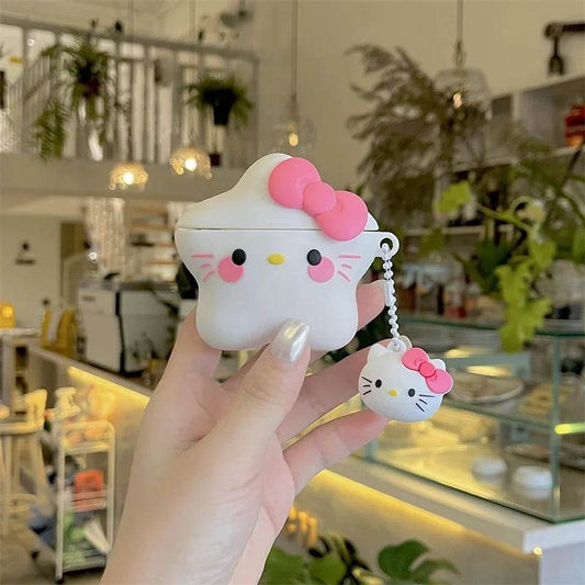 3D Hello Kitty Star Style Protective Earphone Silicone Cover for Airpods Pro 2 Case/Airpods 3 Case/Airpods 1/2 with Keychain
