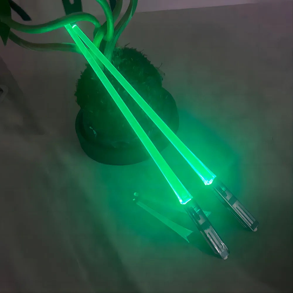 1 Pair LED Lightsaber Chopsticks Luminous Reusable Kitchen Light up LED Chopstick Glowing BPA Free Food Safe Chopsticks