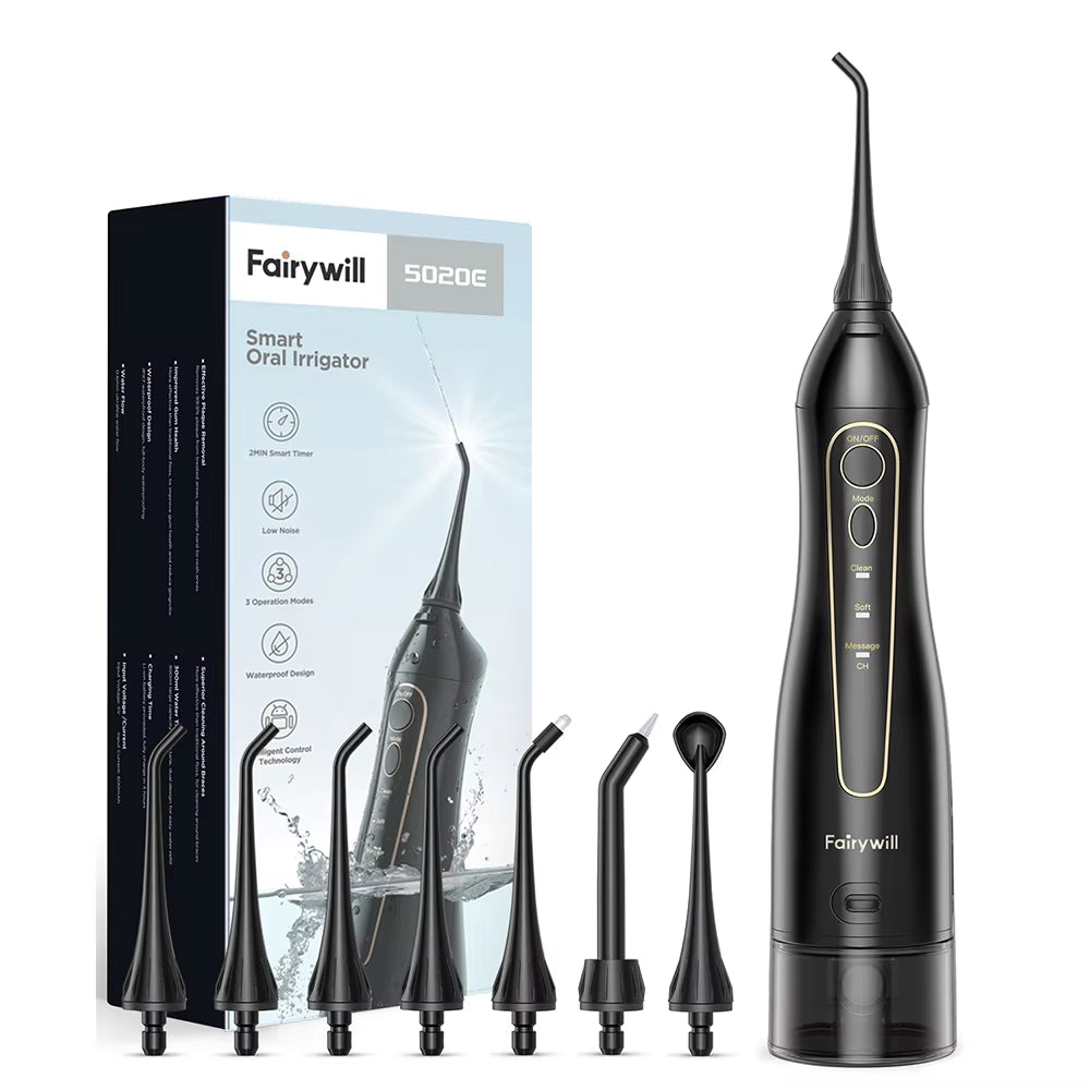 Aquafloss Pro 300ML Water Flosser - Rechargeable Oral Irrigator with 3 Cleaning Modes