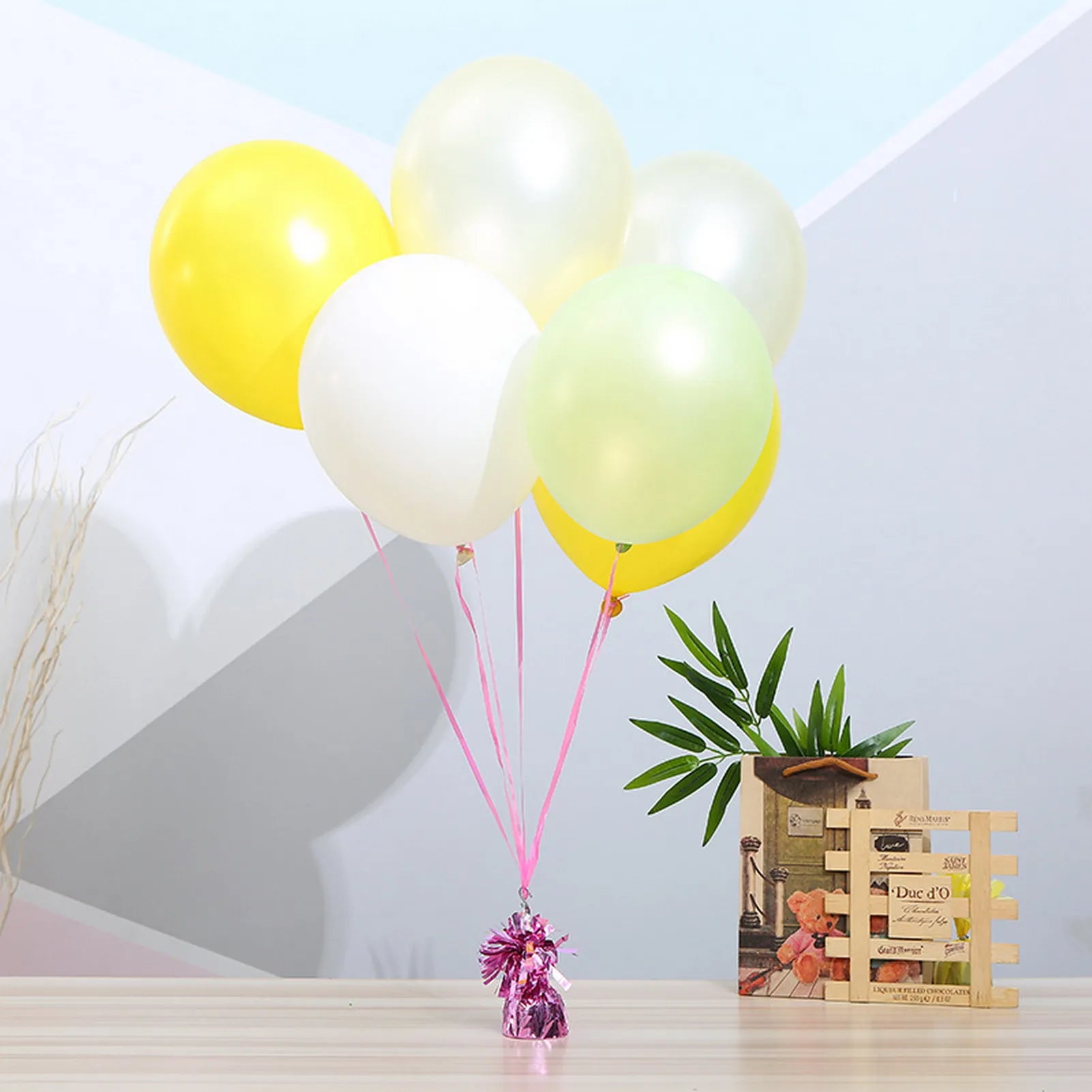 6Pcs Balloon Weight Holder Anti-Floating Foil Paper-Wrapped Long-Lasting Balloon Weights Stainless Balloon Fixation Tool