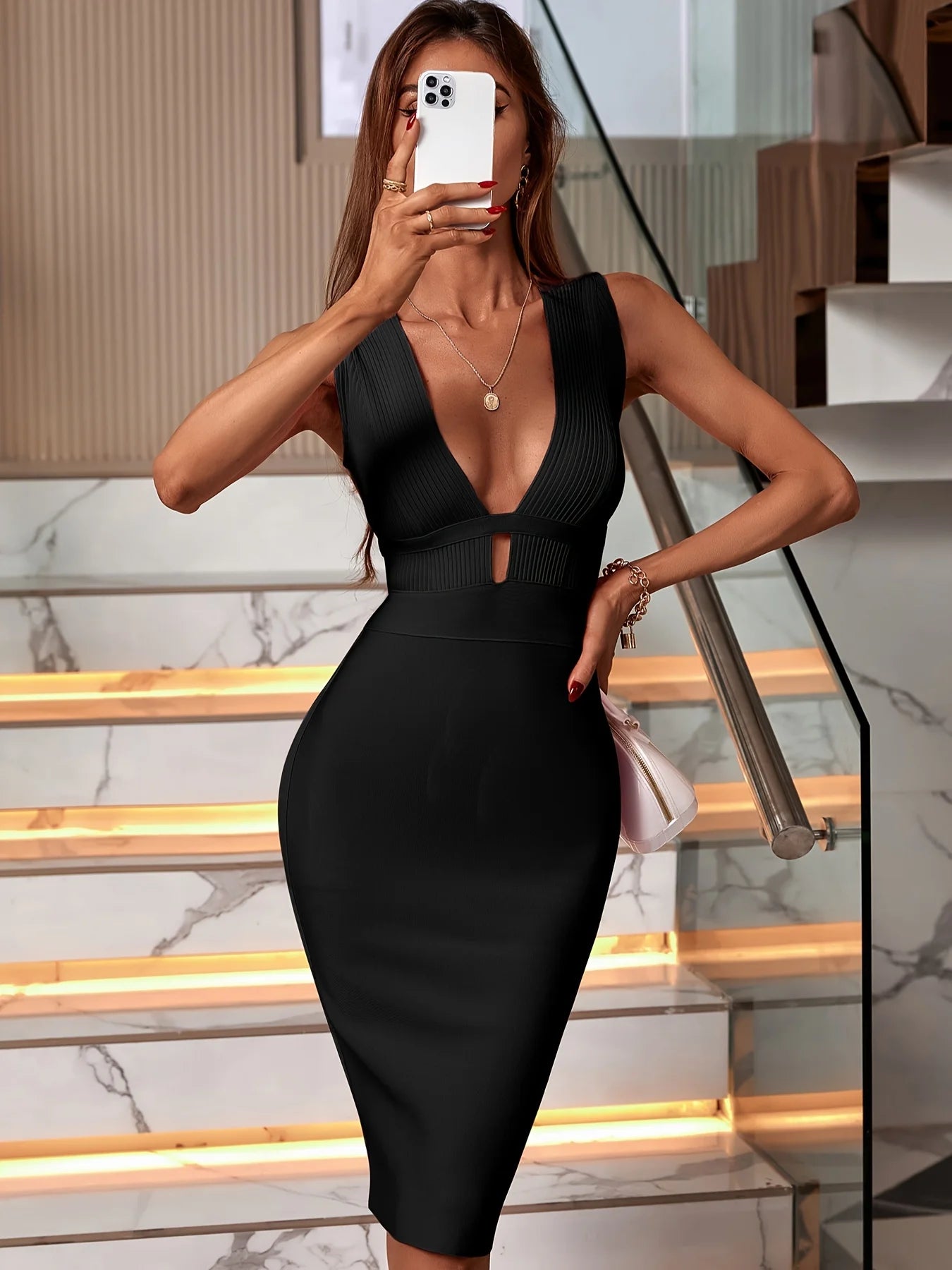 Black Bandage Dress Women Maxi Party Dress Bodycon Elegant Draped Sexy Evening Birthday Club Outfits Summer 2024