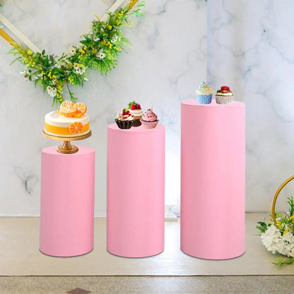 3Pcs Cylinder Pedestal Covers Plinth Stand Pillar Covers Cylinder Plinth Stand Covers for Engagement Wedding Decoration Props