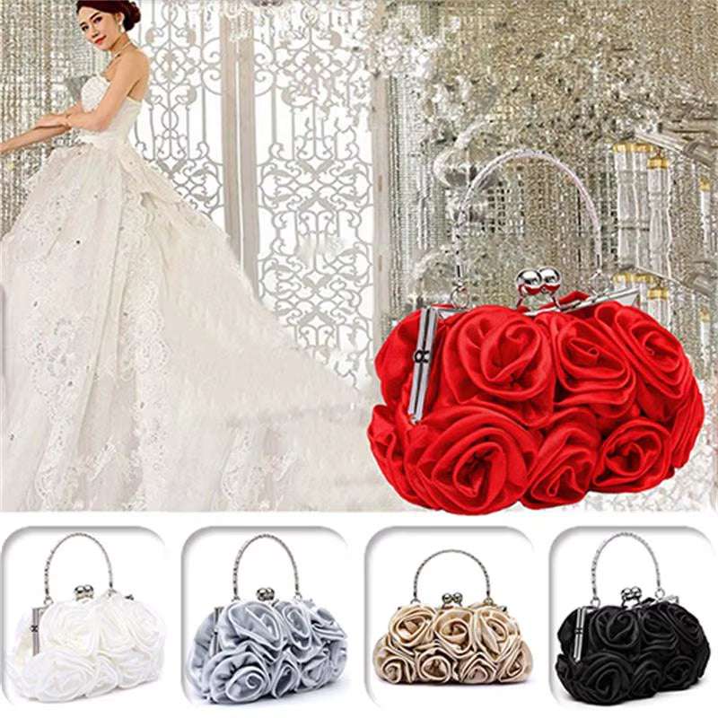 Fashion Women'S Bag Rose Flower Solid Color Handbag Casual Evening Party Wedding Handbags Luxury Women Clutch Bag Сумка Женская