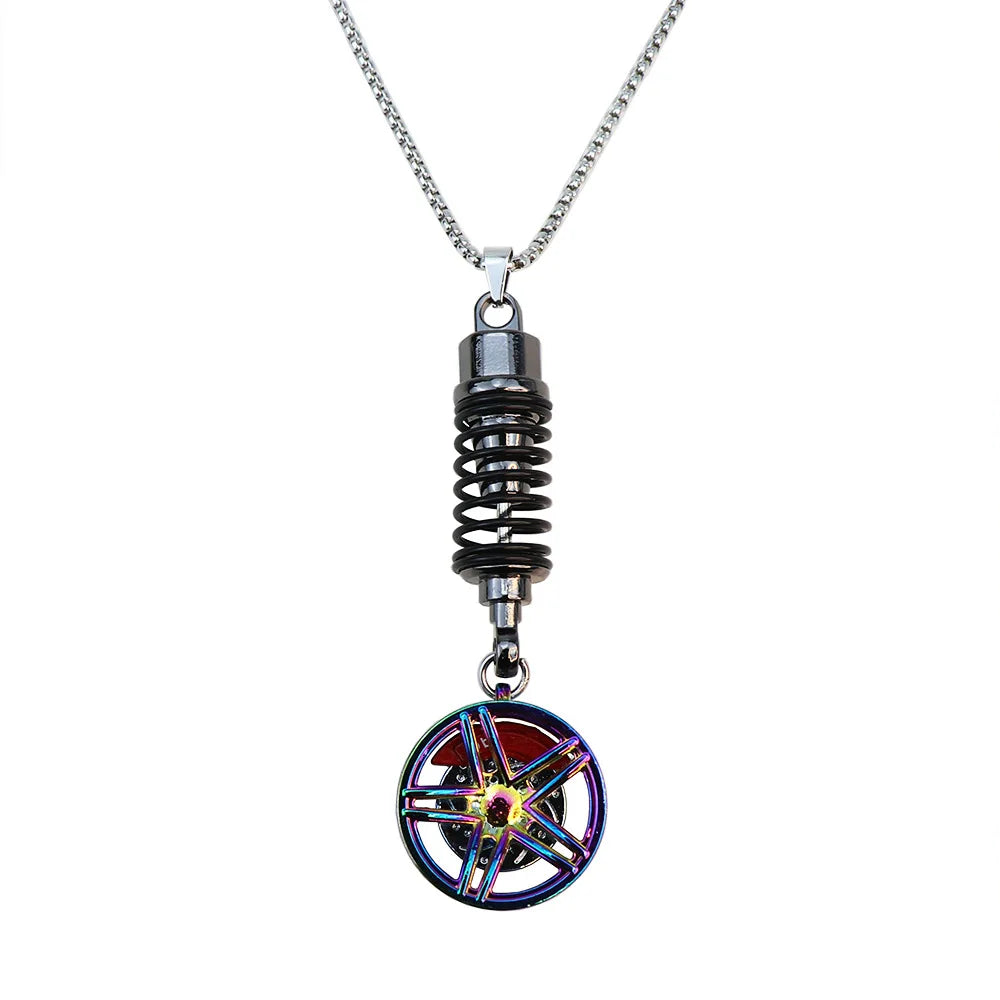 Car Mirror Rearview Pendant Auto Interior Decor Pendants Aluminum Wheel with Shock Absorber Ornament Hanging Accessories