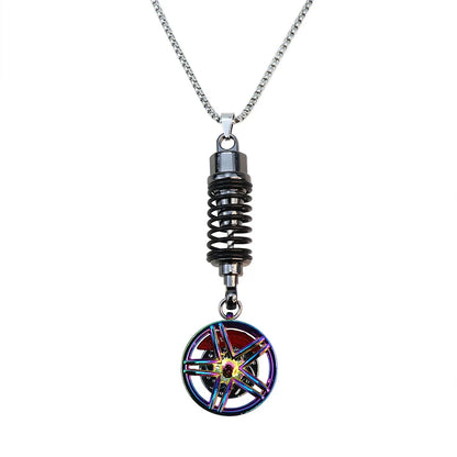 Car Mirror Rearview Pendant Auto Interior Decor Pendants Aluminum Wheel with Shock Absorber Ornament Hanging Accessories