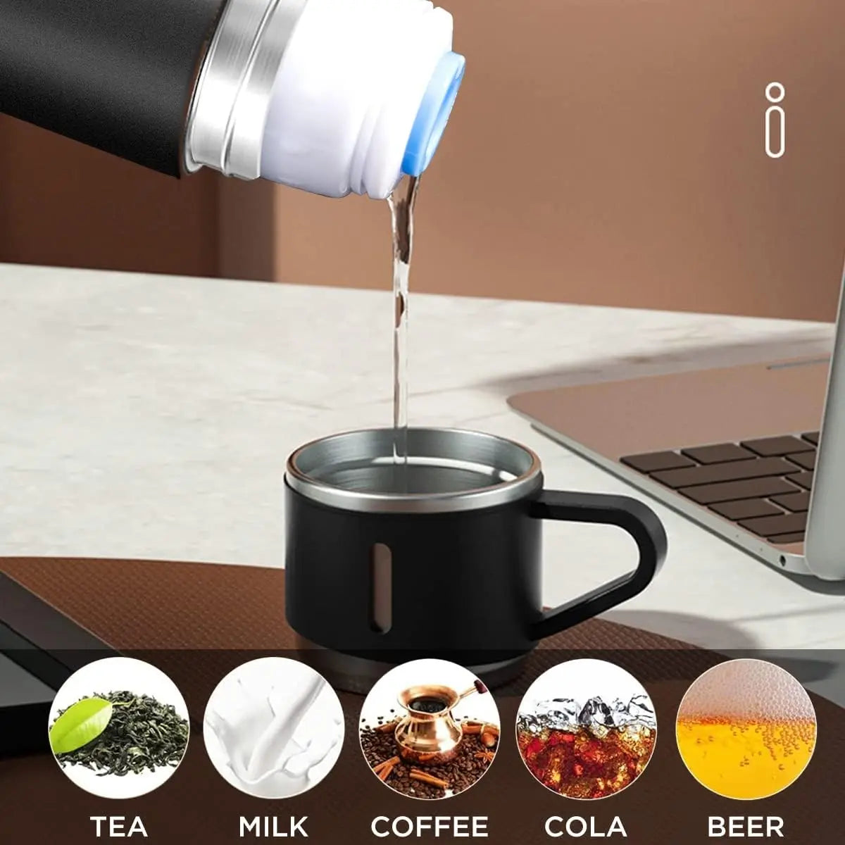 500ML Stainless Steel Vacuum Flask Office Business Style Thermos Cup Coffee Tea Insulation Cup Outdoor Thermal Water Bottle