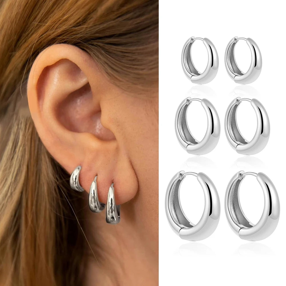 Dainty Zircon Small Stackable 14K Gold Plated Earrings Set for Women Multiple Piercing Cartilage Huggie Hoop Earring Jewelry