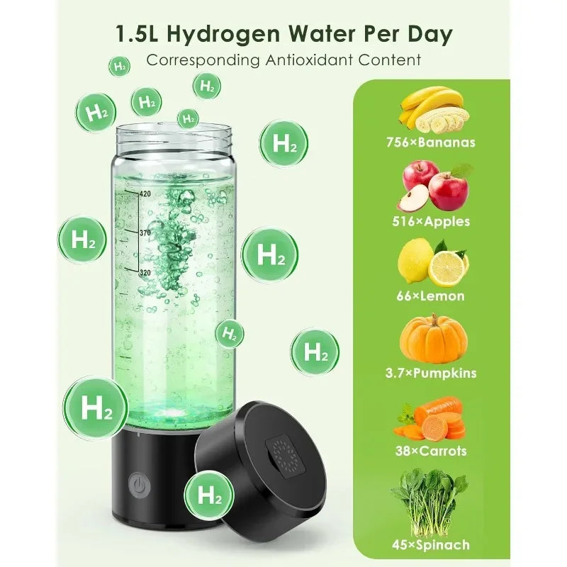 Hydrogen Water Bottle,3 Min Rapid Hydrogen Water Bottle Generator with SPE PEM Technology Portable Hydro Water Bottle Suitable