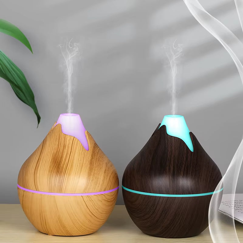 350ML USB Aroma Oil Diffuser Wood Electric Humidifier Ultrasonic Air Humidifier Mini Aromatherapy LED Light Mist Maker for Home