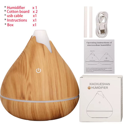 350ML USB Aroma Oil Diffuser Wood Electric Humidifier Ultrasonic Air Humidifier Mini Aromatherapy LED Light Mist Maker for Home
