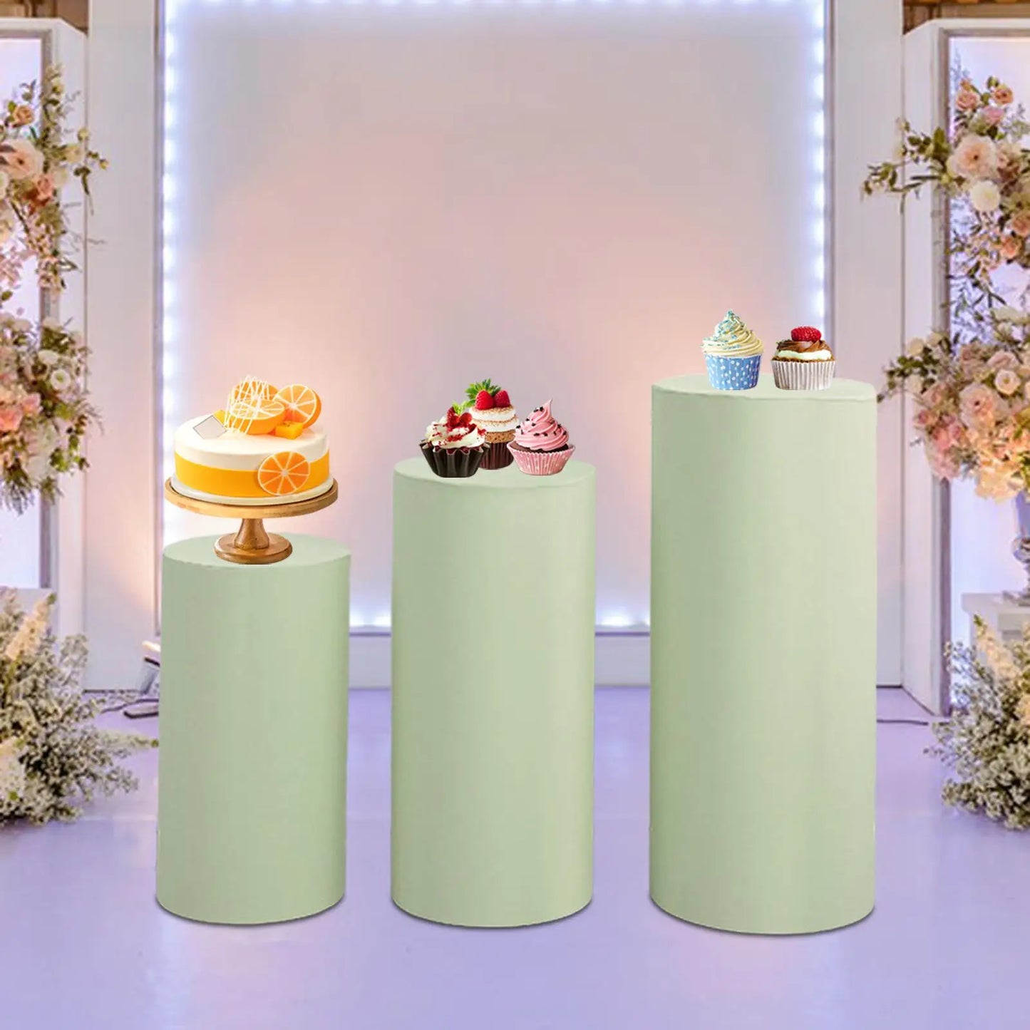 3Pcs Cylinder Pedestal Covers Plinth Stand Pillar Covers Cylinder Plinth Stand Covers for Engagement Wedding Decoration Props