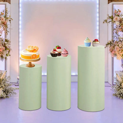 3Pcs Cylinder Pedestal Covers Plinth Stand Pillar Covers Cylinder Plinth Stand Covers for Engagement Wedding Decoration Props