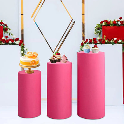 3Pcs Cylinder Pedestal Covers Plinth Stand Pillar Covers Cylinder Plinth Stand Covers for Engagement Wedding Decoration Props