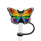 1-5Pcs Silicone Animals Straw Covers Cap, 10 Mm Available Purple Butterfly Straw Topper,Party Supplies Recyclable Dust Proof Tip