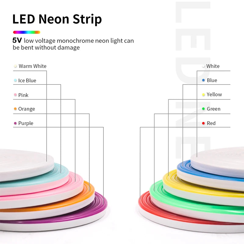 Battery Powered Neon Led Strip Lights, Flexibele LED Lights for Bedroom Battery Operated Neon Rope Lights Lights Led Lights