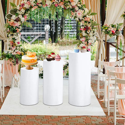 3Pcs Cylinder Pedestal Covers Plinth Stand Pillar Covers Cylinder Plinth Stand Covers for Engagement Wedding Decoration Props