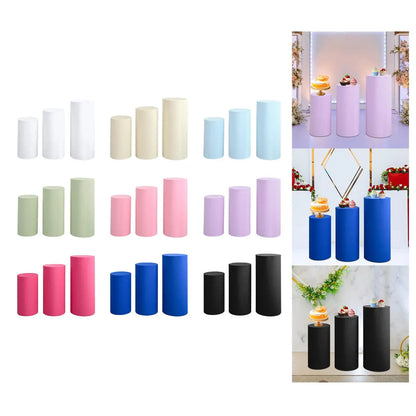 3Pcs Cylinder Pedestal Covers Plinth Stand Pillar Covers Cylinder Plinth Stand Covers for Engagement Wedding Decoration Props