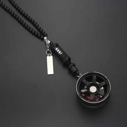 Car Mirror Rearview Pendant Auto Interior Decor Pendants Aluminum Wheel with Shock Absorber Ornament Hanging Accessories