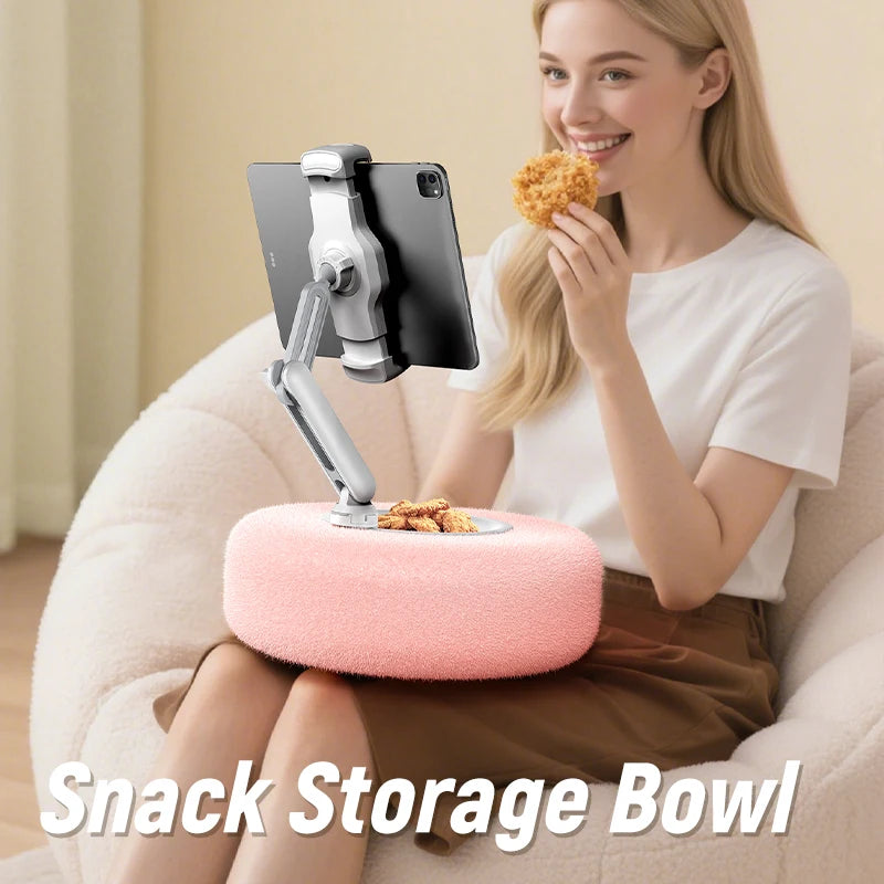 Plush Pillow Mobile Phone Tablet Holder Desktop Stand Adjustable Length Angle for Binge-Watching Live Straming Video Chat