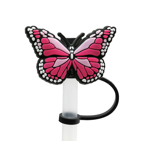 1-5Pcs Silicone Animals Straw Covers Cap, 10 Mm Available Purple Butterfly Straw Topper,Party Supplies Recyclable Dust Proof Tip