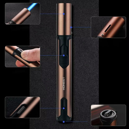 New HONEST Cigar Lighter Jet Flame Portable Butane Torch Lighter with Punch Mini Plastic Cigarette Lighter for Gift （No Gas）