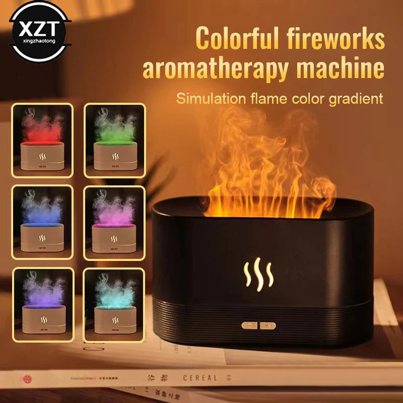 180ML Essential Oil Diffuser Simulation Flame Aromatherapy Machine Ultrasonic USB Humidifier Car Home Office Air Freshener Spray